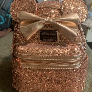Rose Gold Sequins Loungefly Mini Backpack
